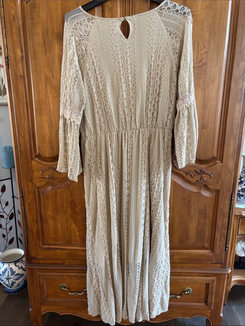 Origami Cream Crochet Lace Maxi Dress - Picture 2 of 2